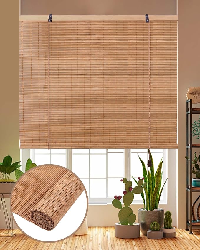 Foundgo Bamboo Shades 24" W x 64" H Light Filtering Bamboo Blinds
