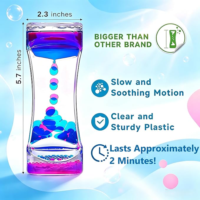2 Pack Liquid Motion Bubbler - Fidget Tubes for Stress Relief - Calming Visual Play for School, Home, Office, Holoday Stocking Stuffer - Calming Sensory Toys for Kids with Autism or Special Needs