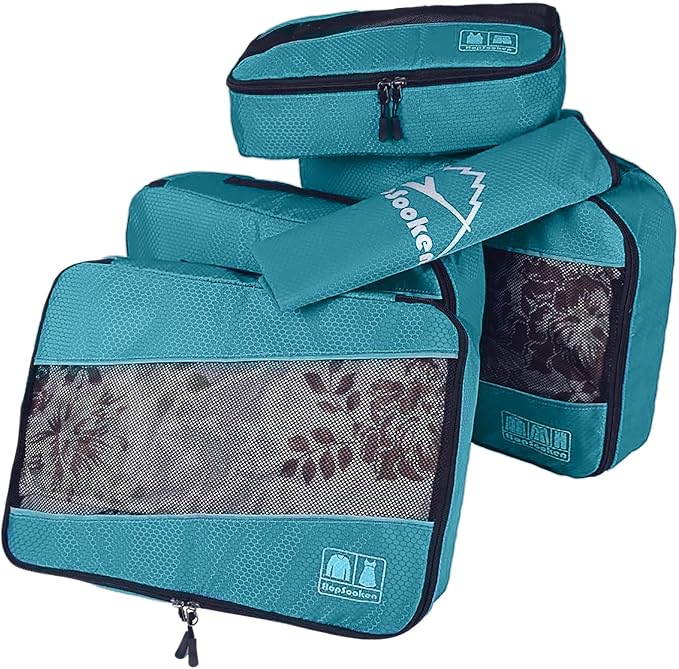 5 Set Packing Cubes for Travel Large Suitcase Luggage Organizer Bags Travel Accessories Vacation 4 Cubes 1 Laundry Pouch Bag