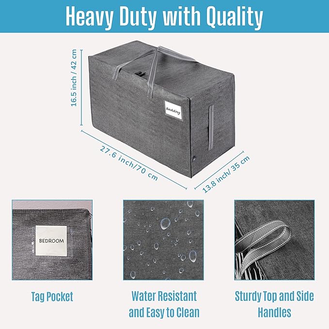 VENO 2 Pack Moving and Storage Bags, Heavy Duty, Alternative to Moving Boxes, Large Packing Totes Supplies for College Dorm Room with Zipper for Clothes, Wide Open Design (Dark Gray, 2 Pack)
