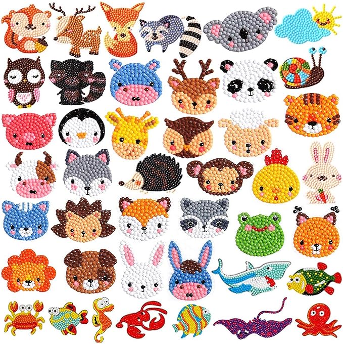 Labeol Diamond Art Kits for Kids Boys and Girls Ages 6-8-10-12 Easy to DIY Creative Diamond Art Sticker Craft by Numbers Kits for Kids and Adult Beginners (Animal)