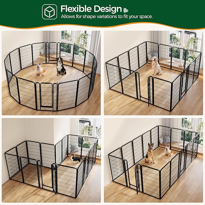 Yaheetech Dog Playpen Outdoor, 47 inch 24 Panels Dog Pen Indoor Heavy Duty Puppy Exercise Pen Metal Pet Fence for RV Camping/Yard/Garden