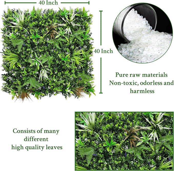 ODTORY Artificial Boxwood Topiary Hedges Panels, Backyard Indoor Outdoor Green