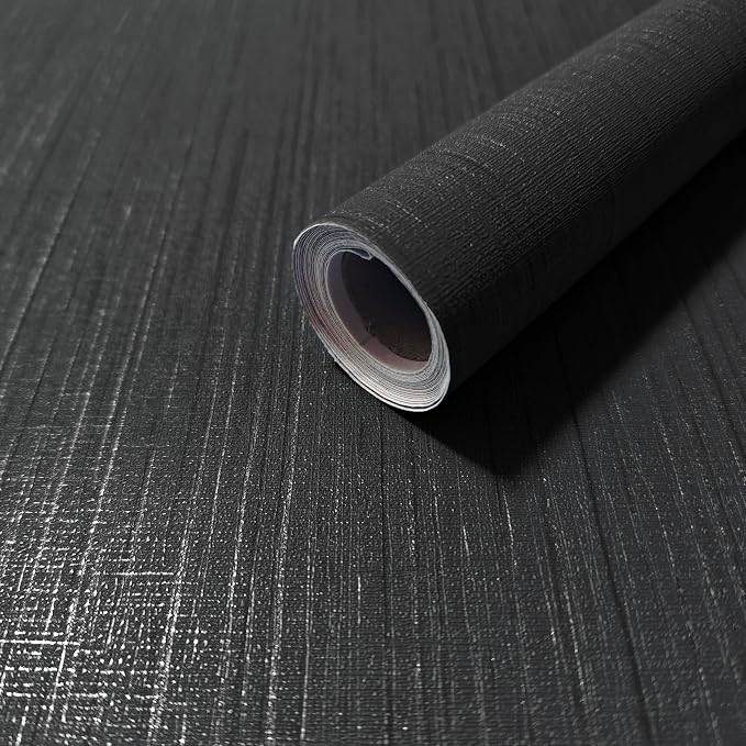 Dviolet Black Grasscloth Textured Fabric Contact Paper