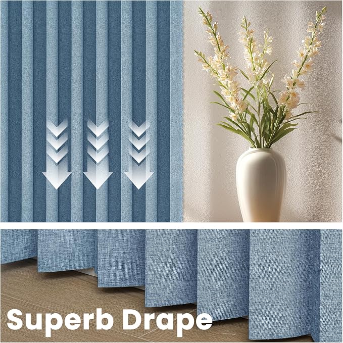 AJAZZ Blackout Accordion Door Curtain 98"x78" Blue