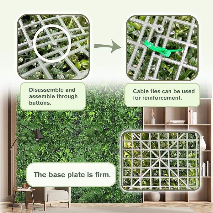 Artificial Green Boxwood Grass Wall Roll: 48"x120"（40SQFT） UV Protected Ivy