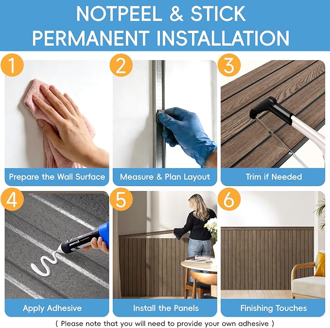PS Wainscoting Wall Panel Kit, Paintable Waterproof PS Panels