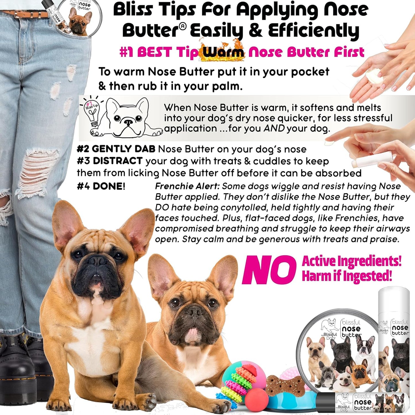 The Blissful Dog French Bulldog Fawn Unscented Nose Butter - Dog Nose Butter, 4 Ounce