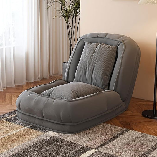 Adjustable 5-Position Human Dog Bed for People, Big Comfy Plush Floor Gaming Lazy Sofa Chair with Pillows & Back Support, Foldable Lounge Loveseat Couch for Living Room Bedroom (Grey①)