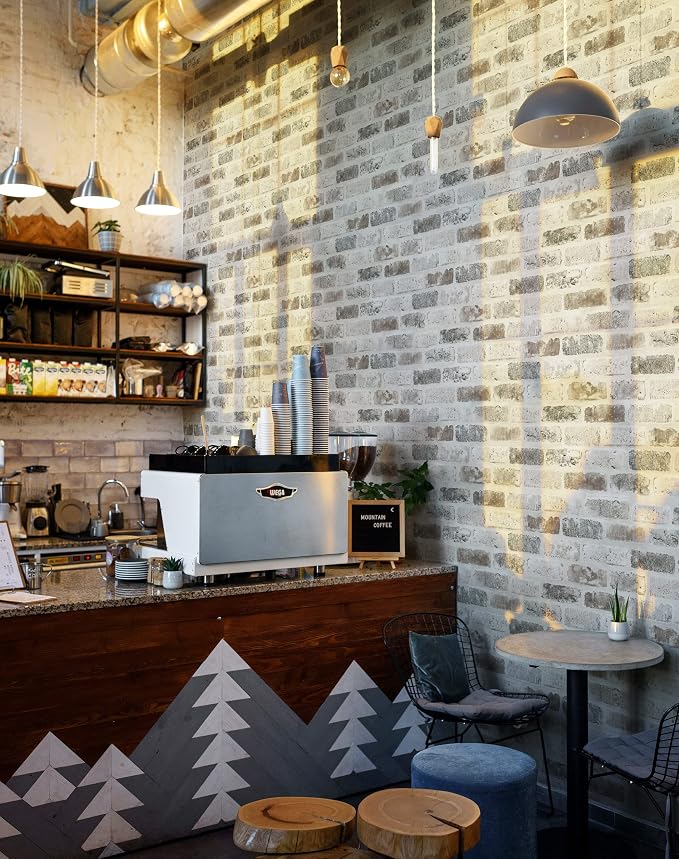 Guvana 17.3"×197" Brick Peel and Stick Wallpaper Grey Brown 3D Self Adhesive