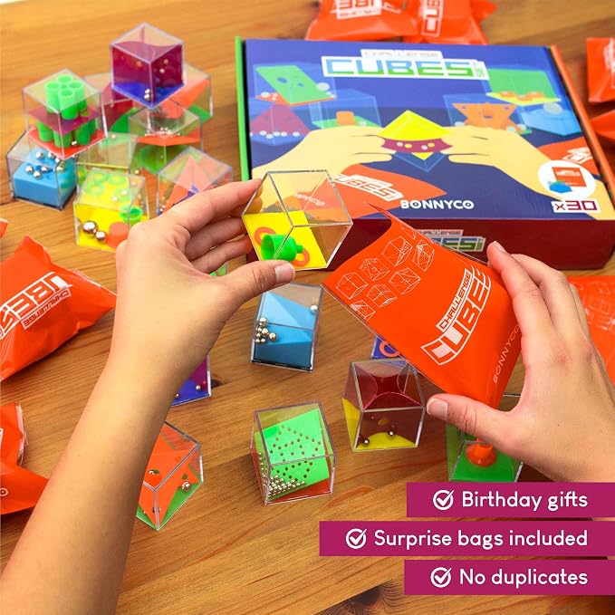 BONNYCO Brain Teaser Puzzles Cubes Kids Party Favors Pack 30. Pinata Goodie Bags Stuffers for Kids 3-5 4-8, Return Gifts for Birthday Party. Mini Puzzle Games, Classroom Prizes, Rewards Stocking | Mini Wit Games to Gift. Details Children's Birthday, Pi...