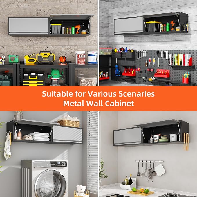 Metal Garage Wall Cabinet, Floating Garage Tool Cabinets