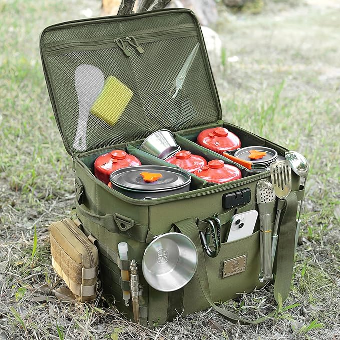 Tactical Camping Storage Bag - 38L Utility Tote Bag Organizer with Combination Lock and Shoulder Strap