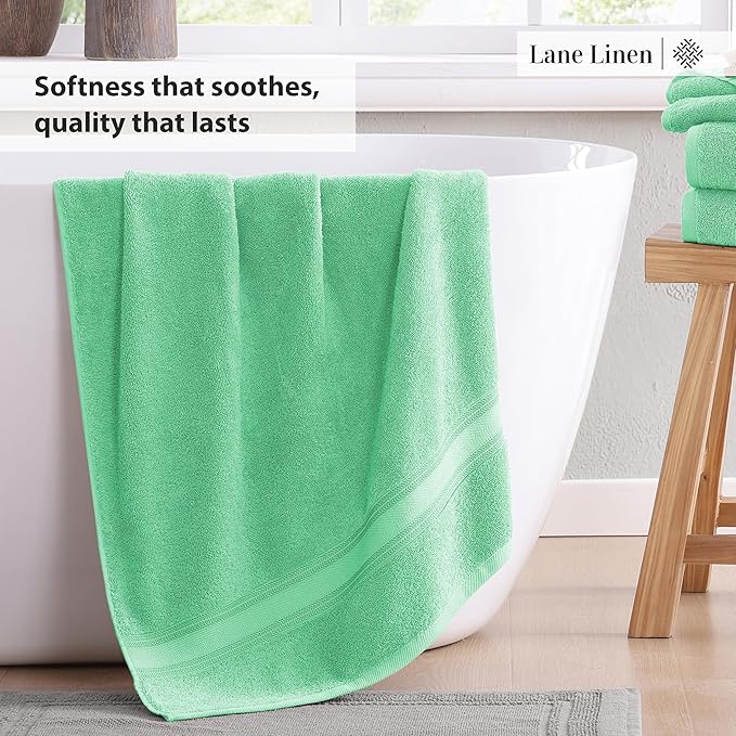 LANE LINEN Luxury Bath Towels Set - 6 Piece Set, 100% Cotton Bathroom Towels, Zero Twist, Quick Dry Soft Absorbent Shower 2 Bath Towel, 2 Hand Towel, 2 Wash Cloths - Aqua Sky