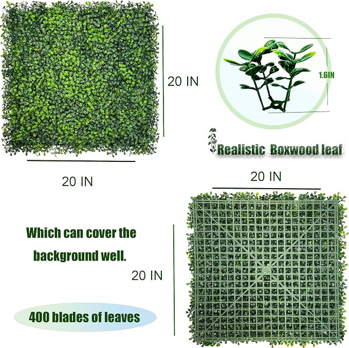 Artificial Boxwood Panels, Garden and Indoor Outdoor Plant Wall&Fence Covering