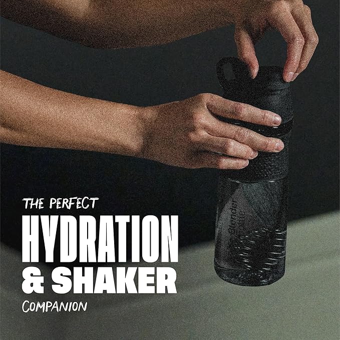 BlenderBottle SportMixer Shaker Bottle Perfect for Protein Shakes and Pre Workout, 20-Ounce, Black