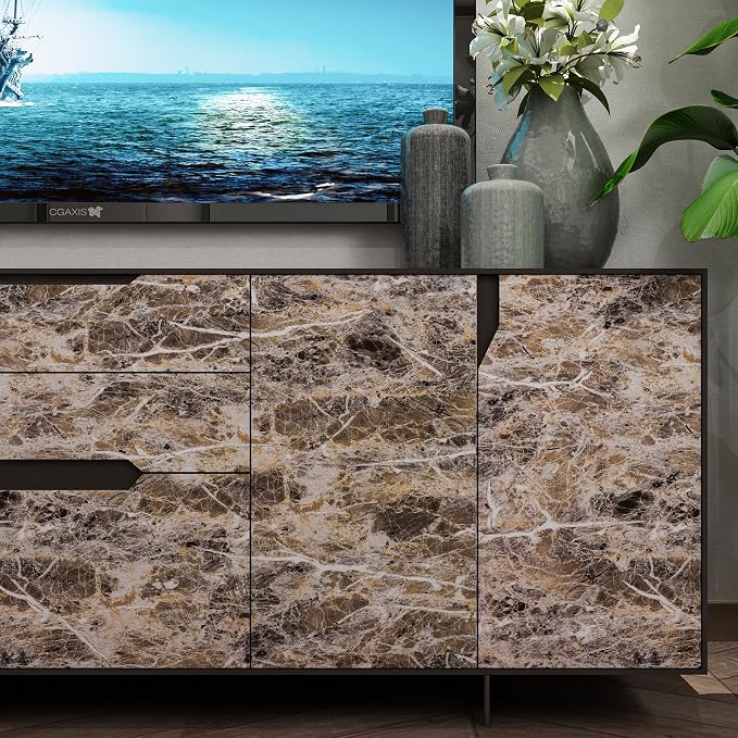 BAYYA Brown Marble Paper Granite Peel and Stick Kitchen Backsplash Wallpaper