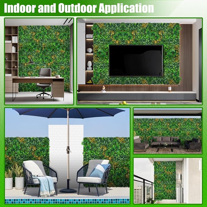 Grass Wall Panels Roll, UV-Anti Faux Greenery Plant Boxwood Panels