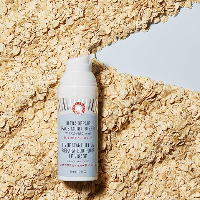 First Aid Beauty - Ultra Repair Face Moisturizer, Everyday Lightweight Non-Comedogenic Formula Helps Soften Skin with Ceramides & Shea Butter, Soothing Colloidal Oatmeal, 1.7 oz, 2 ct