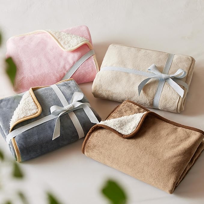 Bedsure Waterproof Blanket for Bed - Sherpa Fleece Waterproof Dog Blankets for Large Dogs, Pet Blankets for Bed/Couch/Dog Crate, Soft Plush Reversible Furniture Protector, Queen Size, 90"x86", Cream