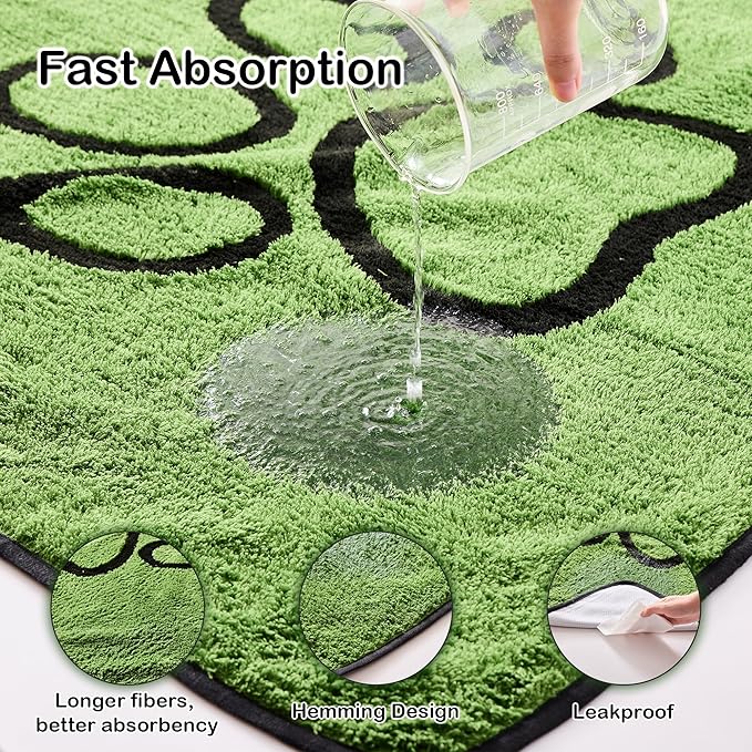 Qeils Reusable Dog Pee Pads, 2 Pack Super Absorbent & Leakproof Washable Puppy Pads with Soft Green Top Layer, for Potty Training, Crates, Couch, Car Seats & Pet Beds, 18"x 30"
