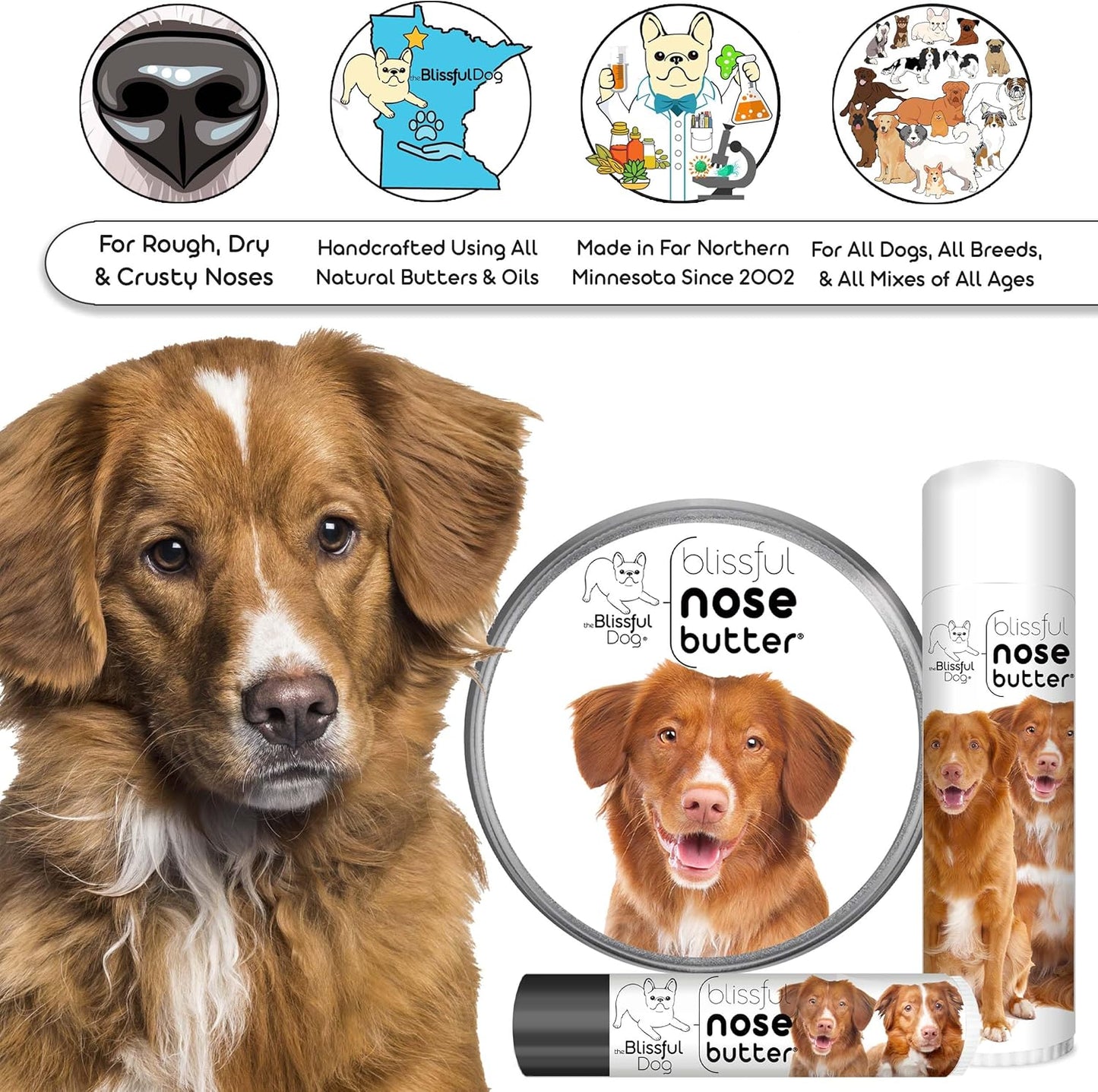 The Blissful Dog Nova Scotia Duck Tolling Retriever Unscented Nose Butter - Dog Nose Butter, 1 Ounce