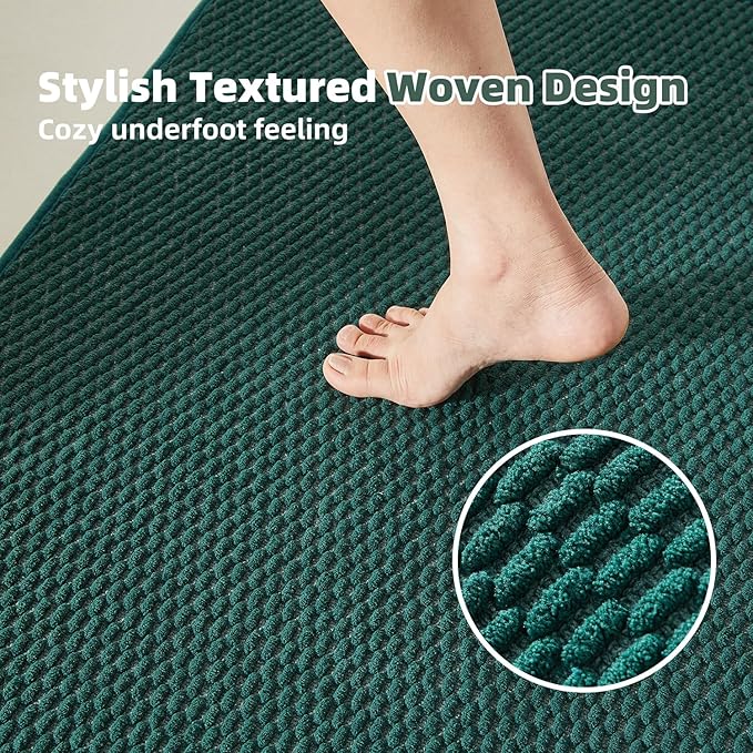 Large Bathroom Rugs Non Slip Washable Bath Rugs Super Absorbent Bathroom Rug Thin Quick Dry Low Pile Bath Mats, Dark Green 36"x48"