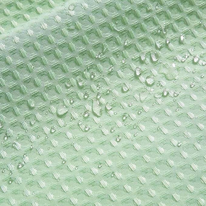 River Dream Heavyweight No Hooks Required Dotted Waffle Weave Shower Curtain with Snap in Liner - 71W x 74H,Hotel Grade,Spa Like Bath Curtain,Green Light