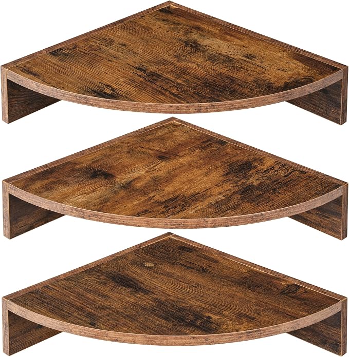 Corner Shelves 3-Pack for Bathroom & Kitchen, Space-Saving Floating Corner Wall