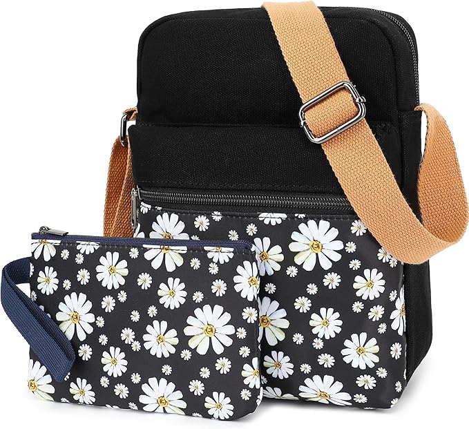 Leaper Girls Crossbody Purses for Kids 2 PCS Cross Body Bag Women Messenger Bag Girls Canvas Bag Cross Body Purse Set