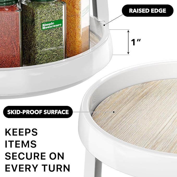 Simple Houseware 2-Tier Lazy Susan Spice Organizer, 10-Inch Diameter, Maple