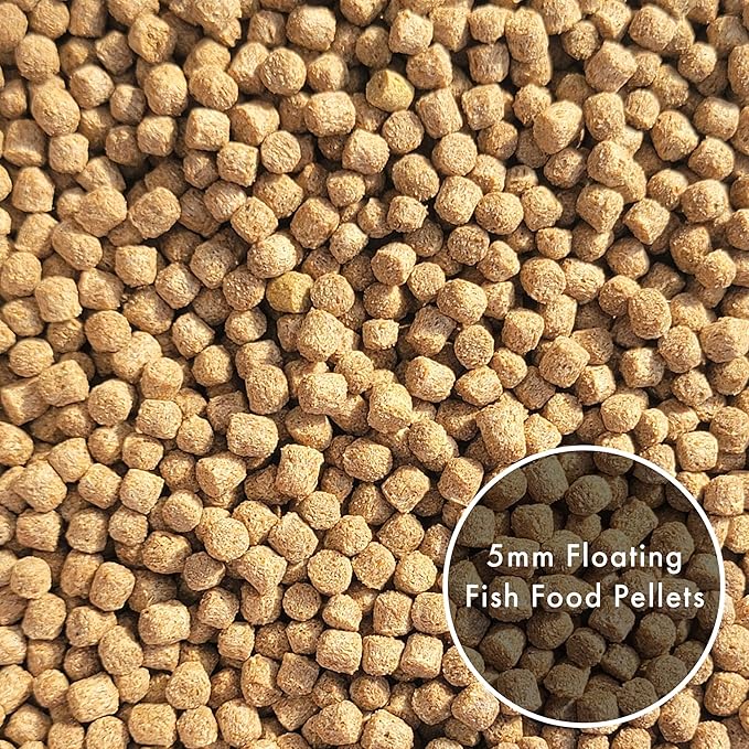 HALF OFF PONDS Grow Pro Koi Fish Food - 20 lb Floating Pellets, 5mm Size - Goldfish Food for Ponds - 40% Protein with Fish Meal & Probiotics - Designed for Rapid Growth & High Digestibility