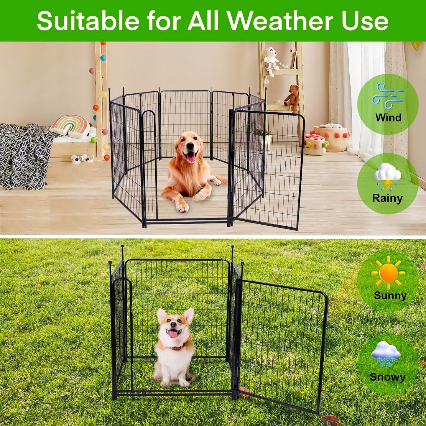 Garden Fencing 36 inch High, 14 Panels Total 31 Ft(L), Gate 21 inches Wide with Low Sills. Garden Fence with Gate, Anti Dig Fence Barrier, Flower Bed Fencing, Dog Fences for The Yard