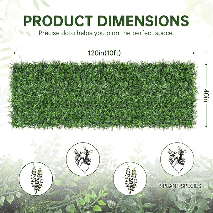 Artificial Green Wall Panels: 40"x120" Boxwood Hedge Green Wall Decor Backdrop
