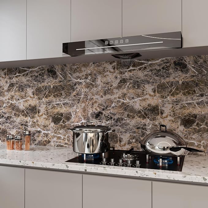 BAYYA Brown Marble Paper Granite Peel and Stick Kitchen Backsplash Wallpaper