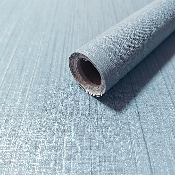 Dviolet 15.7in x 393in Blue Textured Fabric Wallpaper