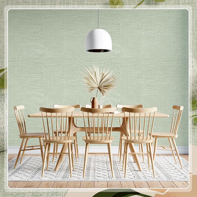 Amiya Grasscloth Wallpaper Sage Green Peel and Stick Faux Fabric Linen Contact