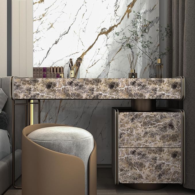 BAYYA Brown Marble Paper Granite Peel and Stick Kitchen Backsplash Wallpaper