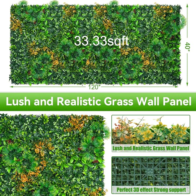 Grass Wall Panels Roll, UV-Anti Faux Greenery Plant Boxwood Panels