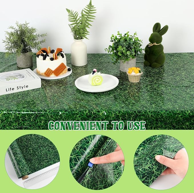 Kochorie 54 Inch x 100 Ft Grass Plastic Table Cloth Roll Disposable Waterproof