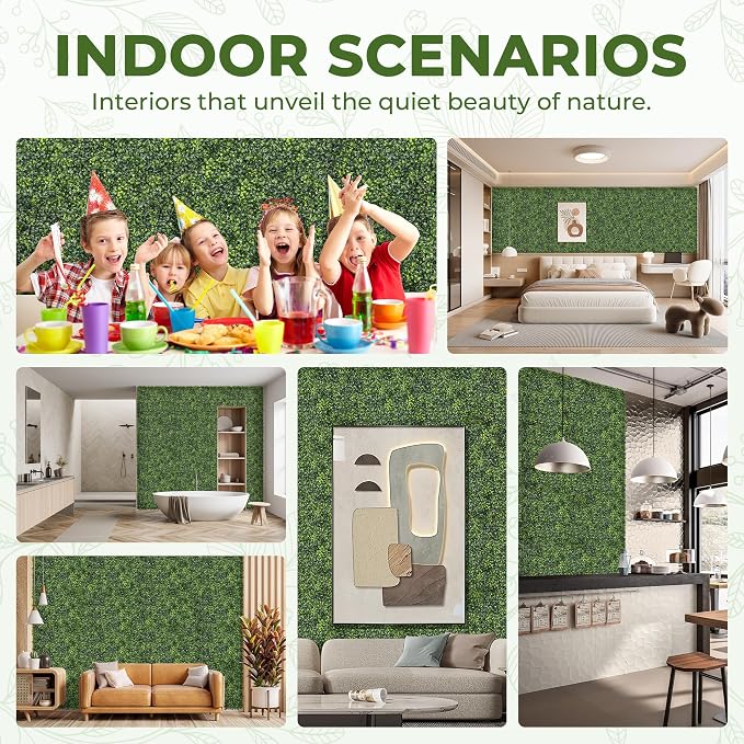 Artificial Grass Wall Panel Screen: 20"x20" 24P UV-Anti Faux Boxwood Panels