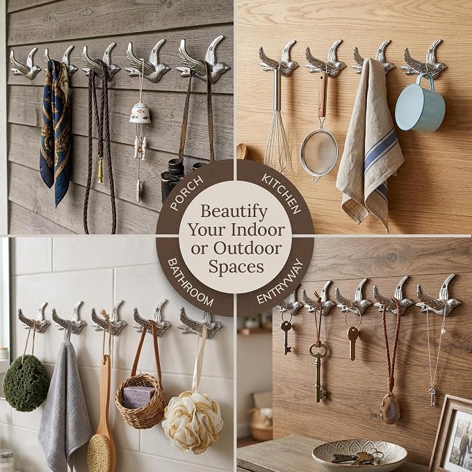 Flying Bird Decorative Wall Hooks Cast Iron, Wall Mounted