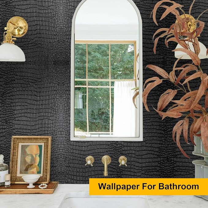 Fititem Black Peel and Stick Wallpaper 393inL 17.3inW Black Contact Paper