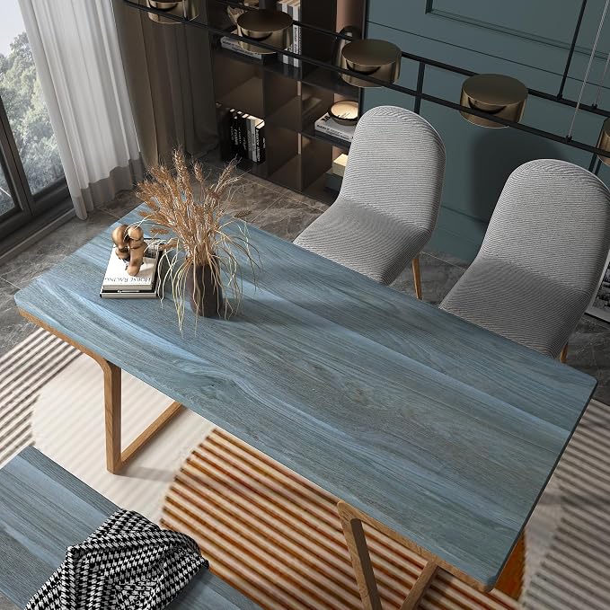 Bomeng Blue Wood Grain Contact Paper Grey Wood Look Wallpaper Peel and Stick