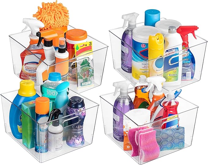 ClearSpace XL Clear Plastic Storage Bins - 2 Pack for Kitchen Cabinet and Fridge Organization
