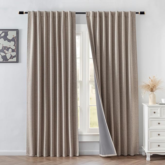 IGEMAEVE Linen Blackout Curtains