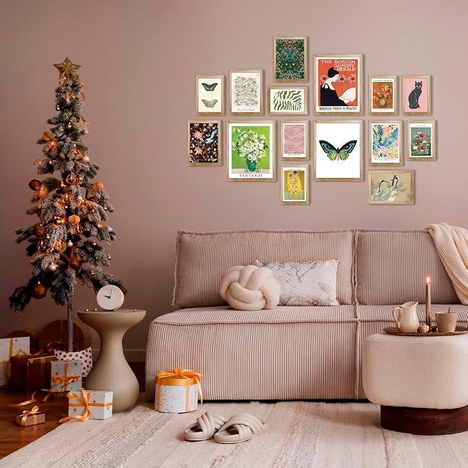 LANCHI95 Eclectic Framed Wall Art Set of 15 – Colorful Gallery Wall Decor