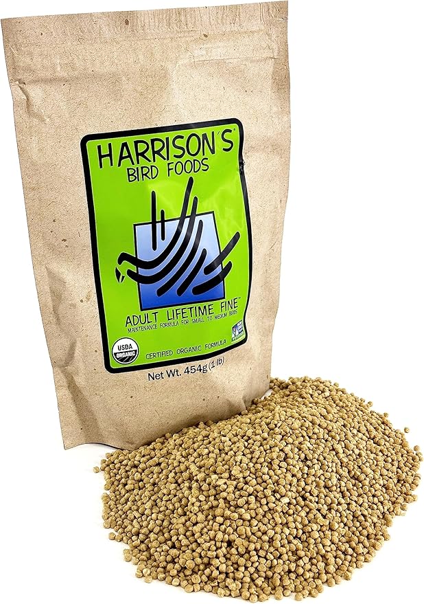 Harrison's Bird Foods Bird Food Adult Lifetime Fine Certified Organic Non-GMO Formula Bird Food 1lb