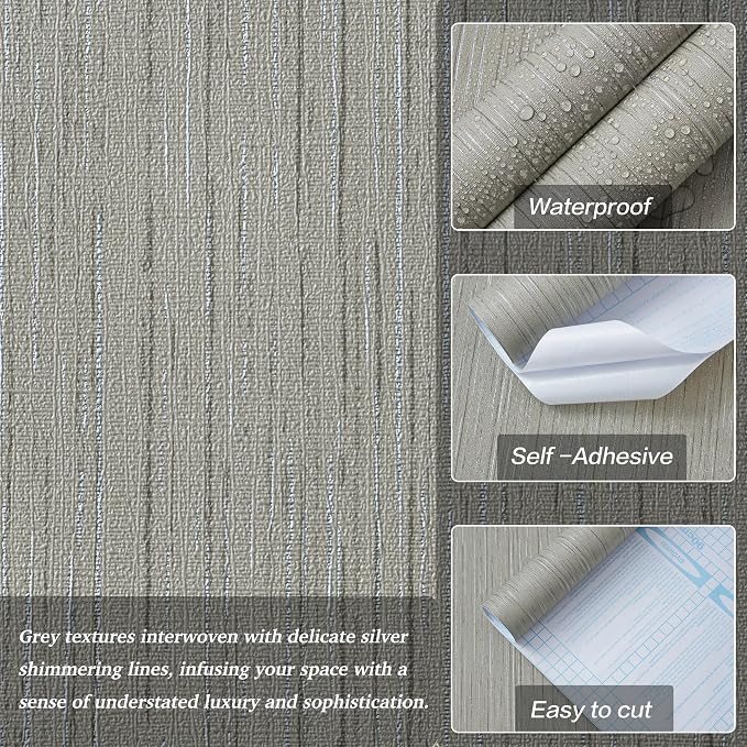 Grey Grasscloth Wallpaper Peel and Stick Textured Wallpaper