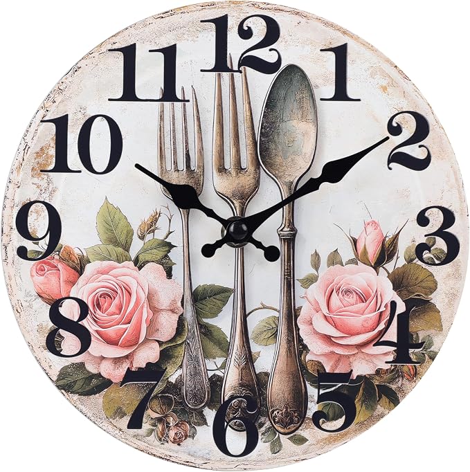 Kitchen Wall Clock, Vintage Floral Wall Clocks